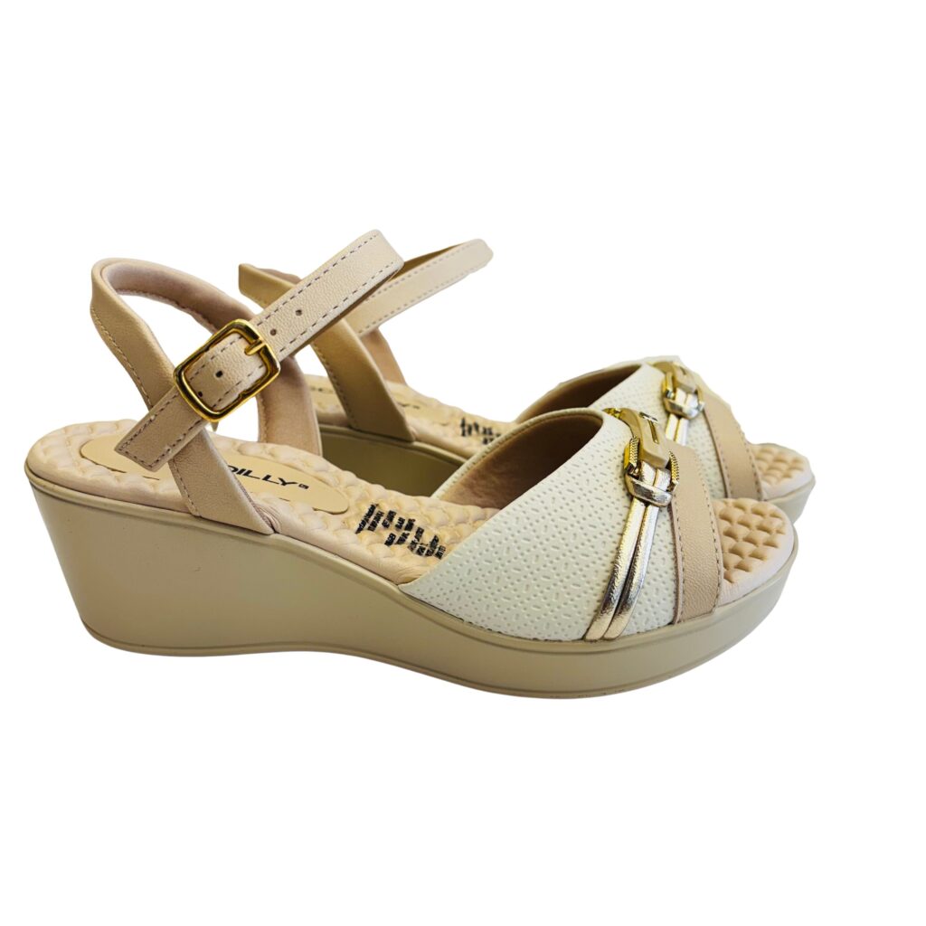 Sandalias de Plataforma- Confort- Beige y Negro/blanco- Piccadilly