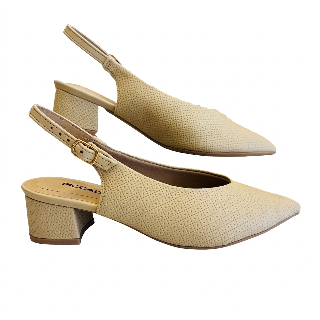 Zapatos Slingback- Tacón Bajo- Texturizado- Piccadilly