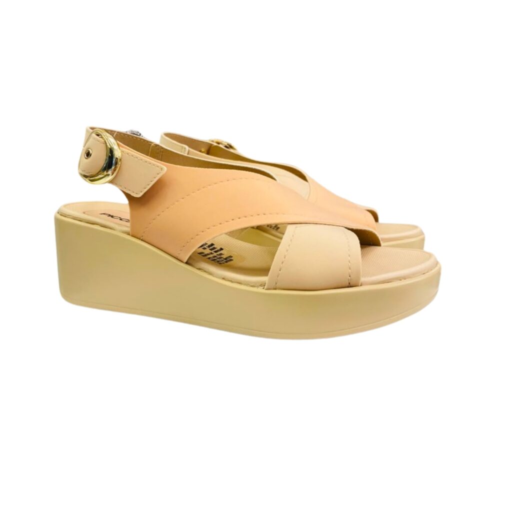 Sandalia Plataforma Piccadilly Beige con Tira Cruzada para Mujer
